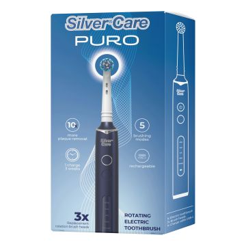 Silvercare spazzolino elettrico puro + 3 testine