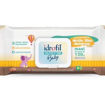 Idrofil Salviettine Baby Melograno Ribes e Mirtillo 120 Pezzi