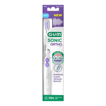 Gum sonic ortho battery toothbrush