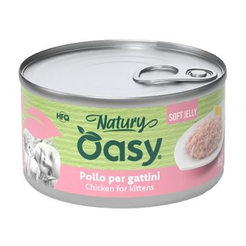 Oasy wet cat natury soft jelly pollo per gattini lattina 85 g