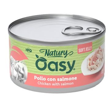 Oasy wet cat natury soft jelly pollo con salmone lattina 85 g