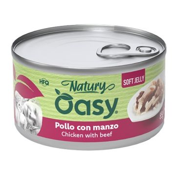 Oasy wet cat natury soft jelly pollo con manzo lattina 85 g