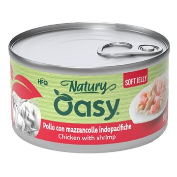 Oasy wet cat natury soft jelly pollo con mazzancolle lattina 85 g