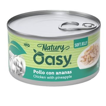 Oasy wet cat natury soft jelly pollo con ananas lattina 85 g