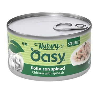 Oasy wet cat natury soft jelly pollo con spinaci lattina 85 g
