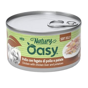Oasy wet cat natury soft jelly pollo con fegato e patate lattina 85 g