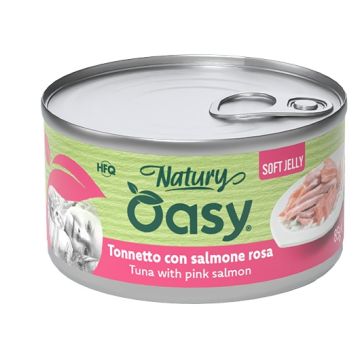 Oasy wet cat natury soft jelly tonnetto con salmone rosa lattina 85 g