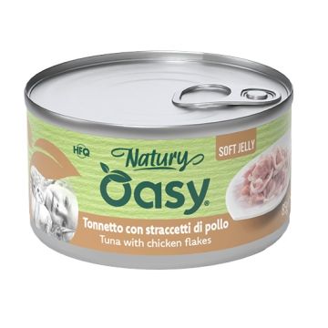 Oasy wet cat natury soft jelly tonnetto con straccetti di pollo lattina 85 g
