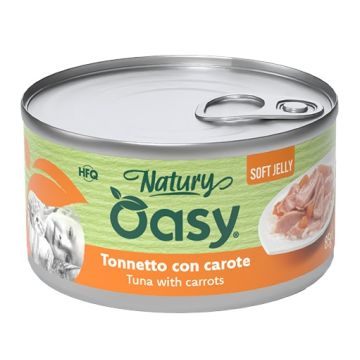 Oasy wet cat natury soft jelly tonnetto con carote lattina 85 g