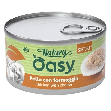 Oasy wet cat natury soft jelly pollo con formaggio lattina 150 g
