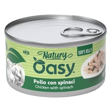 Oasy wet cat natury soft jelly pollo con spinaci lattina 150 g