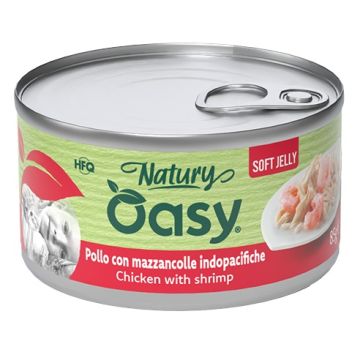 Oasy wet cat natury soft jelly pollo con mazzancolle lattina 150 g