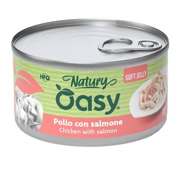 Oasy wet cat natury soft jelly pollo con salmone lattina 150 g