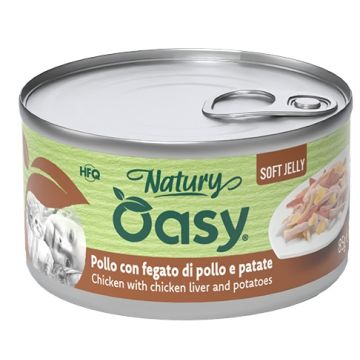 Oasy wet cat natury soft jelly pollo con fegato e patate lattina 150 g