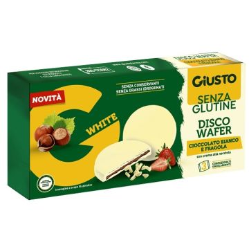 Giusto senza glutine disco wafer cioccolato bianco e fragola 3 x 24 g