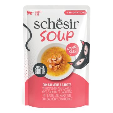 Schesir cat soup con salmone e carote 40 g Schesir cat soup con salmone e carote 40 g