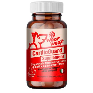 Woof woof wellness cardioguard supplement salute cardiovascolare cani e gatti 75 compresse