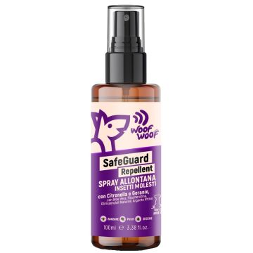 Woof woof wellness safeguard repellent naturale anti insetti molesti zanzare, pulci e zecche 100 ml