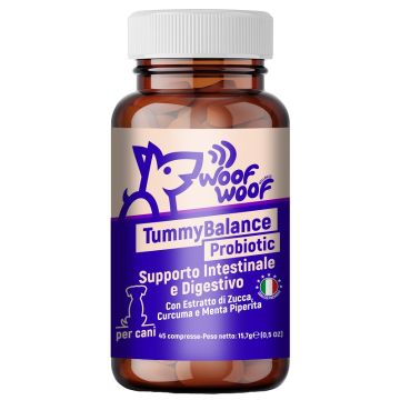 Woof woof wellness tummybalance probiotico cani e gatti 45 compresse