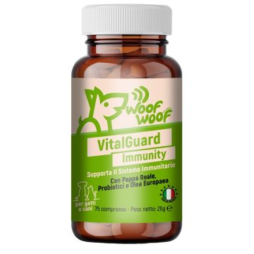 Woof woof wellness vitalguard immunity sistema immunitario cani e gatti 75 compresse
