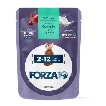 Forza 10 maintenance cat kitten 2-12 mesi coniglio wet pate' 80 g