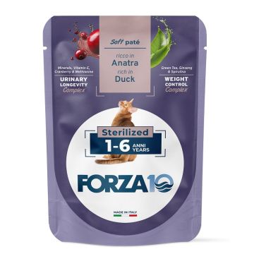 Forza 10 maintenance cat adult 1-6 anni sterilized anatra wet pate' 80 g Forza 10 maintenance cat adult 1-6 anni sterilized anatra wet pate' 80 g