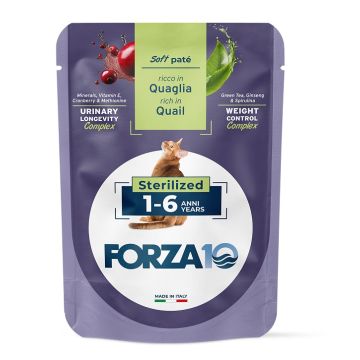 Forza 10 maintenance cat adult 1-6 anni sterilized quaglia wet pate' 80 g