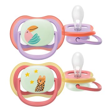 Philips avent succhietti air notte +18m con animali leopardo pappagallo 2 pezzi