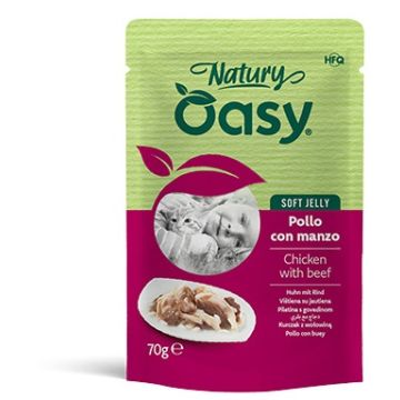 Oasy wet cat natury soft jelly pollo con manzo busta 70 g