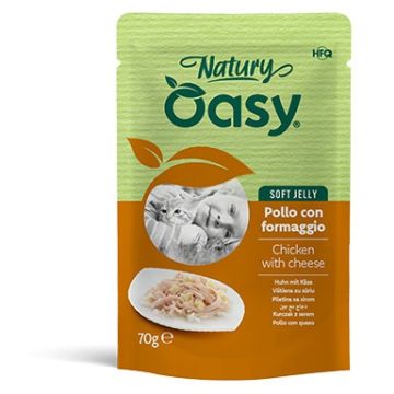 Oasy wet cat natury soft jelly pollo con formaggio busta 70 g