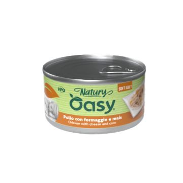 Oasy wet dog natury soft jelly pollo con formaggio e mais lattina 150 g