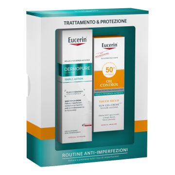 Eucerin sun dermopure routine pack q1 2026 1 dermopure clinical siero tripla azione 40 ml + 1 sun oil control spf 50+ 50 ml Eucerin sun dermopure routine pack q1 2026 1 dermopure clinical siero tripla azione 40 ml + 1 sun oil control spf 50+ 50 ml
