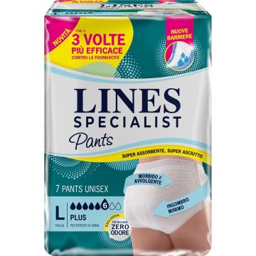 Pannolone per incontinenza lines specialist pants plus unisex l 7 pezzi buono sconto
