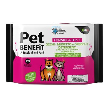 Pet benefit salviette occhi/musetto/orecchie 20 pezzi
