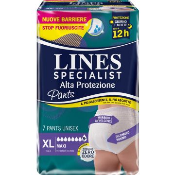 Pannolone lines specialist pants unisex maxi alta protezione extralarge 7 pezzi Pannolone lines specialist pants unisex maxi alta protezione extralarge 7 pezzi