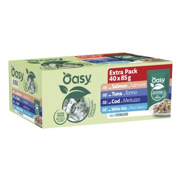 Oasy wet cat original multipack adult sterilized fish 40 pezzi da 85 g