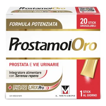 Prostamol oro 20 stick orosolubili da 1,6 g gusto frutti rossi con edulcoranti senza zuccheri senza glutine naturalmente privo di lattosio