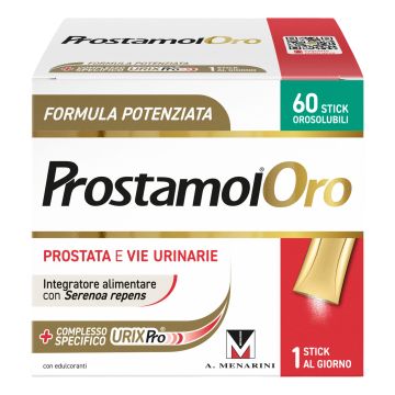 Prostamol oro 60 stick orosolubili da 1,6 g gusto frutti rossi con edulcoranti senza zuccheri senza glutine naturalmente privo di lattosio