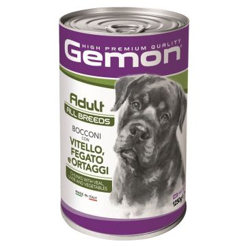 Gemon dog adult all breeds bocconi vitello-fegato-ortaggi 1250 g