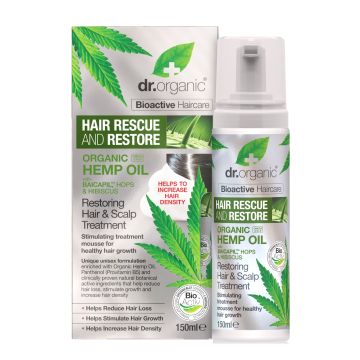Dr organic hemp oil olio di canapa hair scalp treatment mousse capelli ristrutturante 150 ml