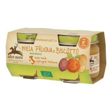Alce nero omogeneizzato mela prugna biscotto 2 x 80 g