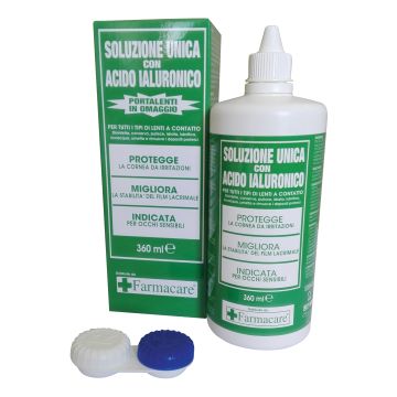 Soluzione unica con acido ialuronico 360 ml + portalenti Soluzione unica con acido ialuronico 360 ml + portalenti