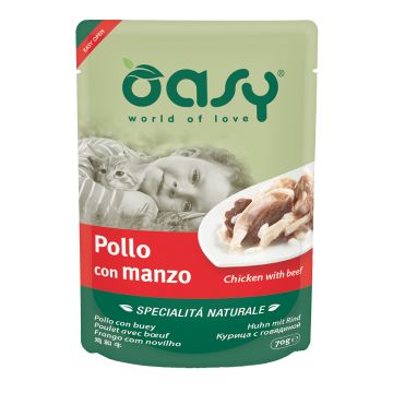 Oasy Gatto Specialita' Naturali In Busta Adulto Pollo & Manzo 70 Gr