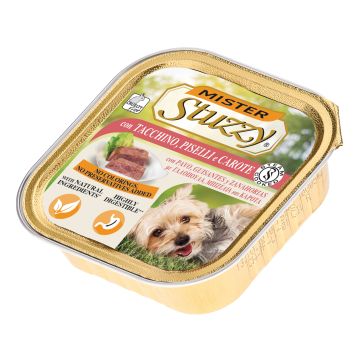 Stuzzy Cane Pate' Vaschetta Adulto Tacchino, Piselli & Carote 150 Gr