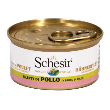 Schesir Gatto Lattina In Brodo Di Pollo Adulto Filetti Di Pollo 70 Gr