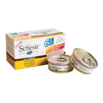 Schesir Gatto Lattina In Acqua Di Cottura Multipack Adulto Filetti Di Pollo Cf. (6X50) Gr