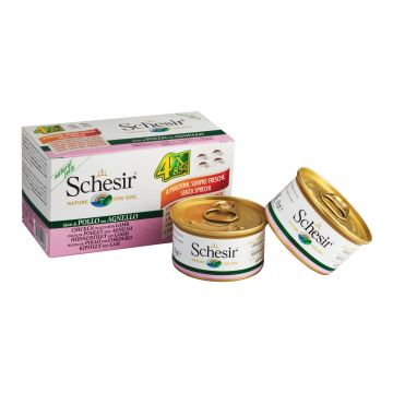 Schesir Cane Lattina In Jelly Multipack Adulto Filetti Di Pollo & Agnello Cf. (4X85) Gr