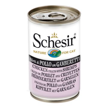 Schesir cat filetti di pollo con gamberetti 140 g Schesir cat filetti di pollo con gamberetti 140 g