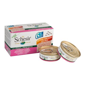 Schesir Gatto Lattina In Jelly Multipack Adulto Filetti Di Pollo & Prosciutto Cf. (6X50) Gr