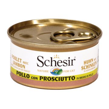Schesir Gatto Lattina In Brodo Di Pollo Adulto Pollo & Prosciutto 70 Gr